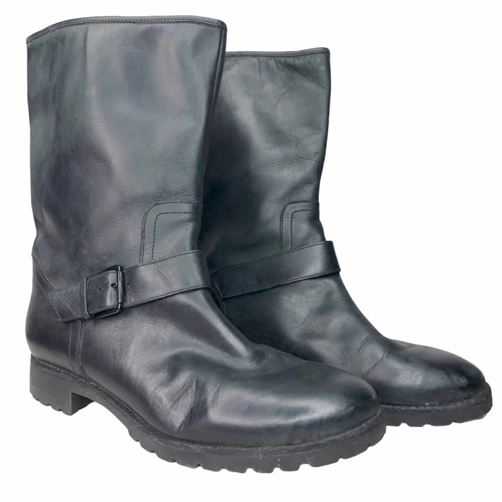 Sperry Black Leather Moto Biker Boots
